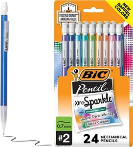 Xtra-Sparkle Number 2 Mechanical Pencils 24-Pack, 0.7mm, Cute Colors, Erasers - Picture 1 of 12