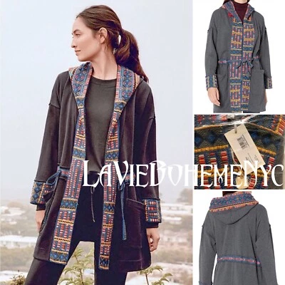 Abrigo Johnny Was Tia Tribal Bordado con Capucha Anorak Chaqueta Boho Nuevo con Etiquetas $378 Foto 1 de 4