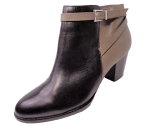 Vionic Customized Leather Ankle Boots Black & Gray Bootie US 10M - Picture 1 of 11