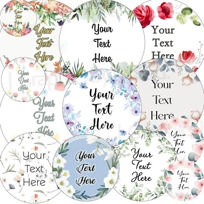 Personalised Name LOGO Printed Round Stickers Company Floral Wedding Labels Seal