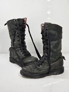 Botas militares Dr Martens Triumph 12 ojos cinta encaje plegables verde oscuro talla 6 - Imagen 1 de 16