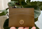 Tory Burch Robinson Leather ID Card Case Bistro Brown New NWT Logo Wallet+Box