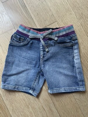 Pantalones Cortos de Jean Brillantes VIGOSS Lazo Cintura Elástica Niñas 3T Niños Pequeños Catimini Foto 1 de 3