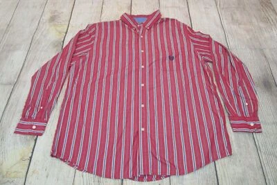 NICE Chaps Easy Care Red Blue Striped Long Sleeve Button-Up Shirt Men's XL - Image 1 of 4