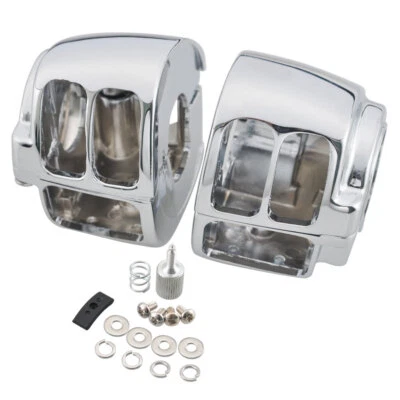 Pair Chrome Switch Housing Cover For Harley Touring Sportster V-Rod Softail Dyna - Image 1 of 4