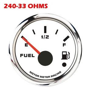 W PRO 52mm 2-1/16" Fuel Level Gauge 240-33 ohms Red LED Warning Waterproof - Picture 1 of 8