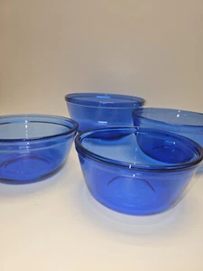 Vintage Anchor Hocking Cobalt Blue Mixing Bowl Set – Ovenware USA – 4 Pc Glass - Picture 1 of 10