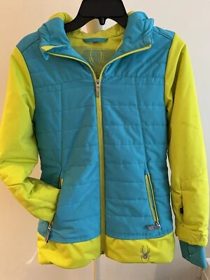 Sypder Girls Ski Jacket Size 14  Teal and Yellow. Great Used Condition - Image 1 of 4