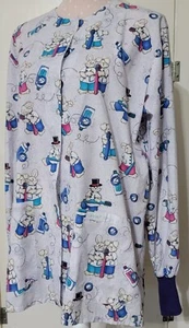 Landau Art Works Scrub Jacket Womens L Dentist Kids Toothbrush Bunny Easter - Picture 1 of 5