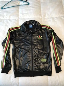 Trefoil Adidas Chile ’62 tracksuit Jacket Black Yellow Pink Medium 2011 Wet Look - Picture 1 of 6