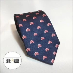 CORBATA AZUL MARINO CON PORTADA DE CASETA DE FERIA EN ROJO - Imagen 1 de 1