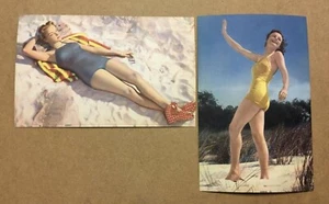 Lote de 2 postales vintage pin-up belleza de baño sin usar MWM lino BB501 BB505 - Imagen 1 de 2