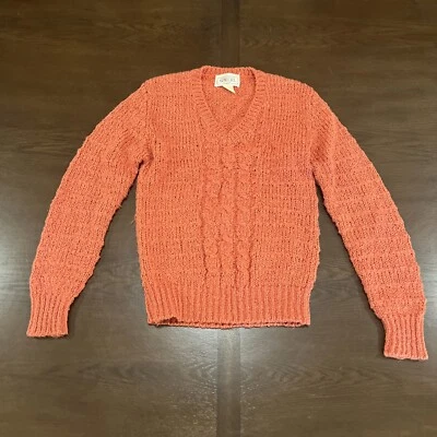 Suéter Vintage Años 80 90 Spiegel Grueso Tejido Cuello en V Mujer’s Medio Naranja Quemado Foto 1 de 4