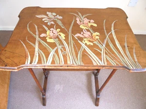 Antique French Galle Style Painted Side Table - Picture 1 of 22