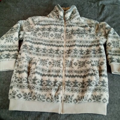 Куртка женская American Eagle средний размер белая на молнии уютная юго-западная из искусственного меха - Изображение 1 из 4