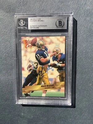 1993 Wild Card Mark Brunell rookie signed. Huskies Auto.BAS Autograph Card NM-MT - Image 1 of 2