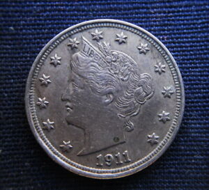 1911 USA 5 V cents COIN Liberty Head nickel HIGH QUALITY VF+