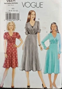 Vogue Sewing Pattern 8471 Misses 6-12 Easy Dress with Draped Front Bodice - Picture 1 of 6
