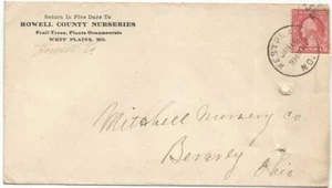 West Plains, MO Missouri 1912 Cover Postal History, Howell County Nurseries - Picture 1 of 2