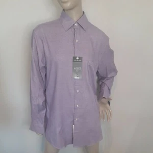 NWT Van Heusen Men's Dress Shirt Purple & White Stretch Medium 15  32-33 - Picture 1 of 9