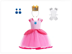 Halloween Princess Peach costume, Dress, Gloves, Crown, earrings- Mario Party 4T - Picture 1 of 9