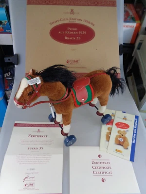 Steiff Pferd auf Rädern 1929 420146 KFS 35cm Club Edition 1998/99 (7661) - Bild 1 von 4