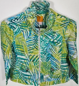 Ruby Rd. Petite Women's Size 10P Palm Frond Cropped Fashion Jacket 3/4 Sleeve - Picture 1 of 3