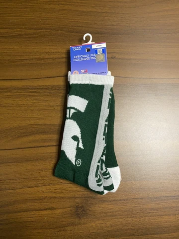 Michigan State Spartan Socks Large Size 8-12 Officially Licensed Collegiate New Cover