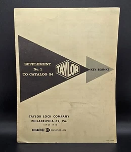 Vintage 1950's Taylor Lock Company Catalog 34 No. 1 Pennsylvania Key Catalog - Picture 1 of 7