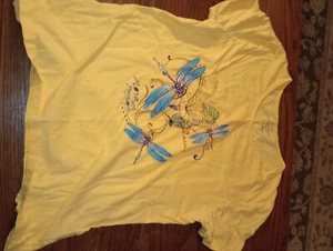 Yellow Dragonfly T- Shirt Women's Small Laura Scott - Picture 1 of 2