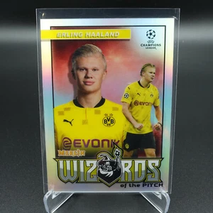 2020-21 TOPPS MERLIN CHROME UEFA ERLING HAALAND WIZARDS OF THE PITCH CARD NM - Picture 1 of 2