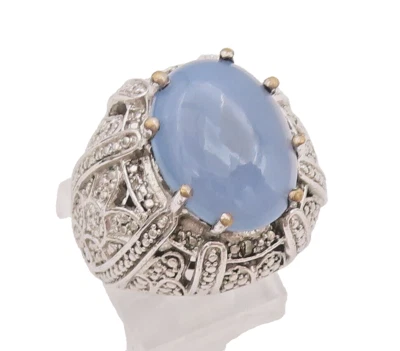 Anillo vintage de plata de ley 925 KARIS calcedonia tallada con cuentas talla 8 RG27958 Foto 1 de 4