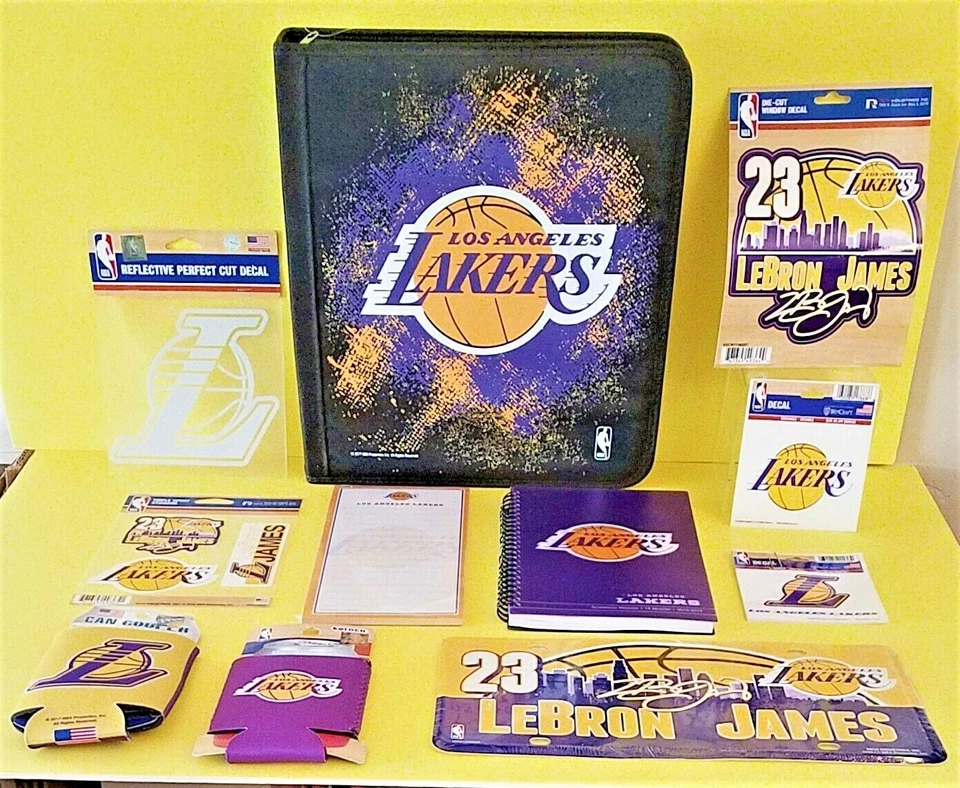 LA Lakers LeBron James Carpeta Oficial Placa Cuaderno Calcomanías Koozies-NUEVO Foto 1 de 1