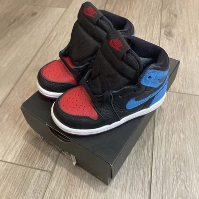 Nike Air Jordan 1 High OG TD Black/DK Powder Blue Size 7C - Brand New In Box ✅️ - Image 1 of 4