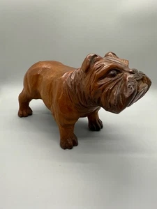 J. Pinal Bulldogge handgeschnitzte Holzfigur Vintage - Bild 1 von 22
