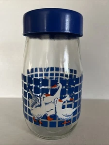 Vintage 80's Carlton Geese Goose Ducks Glass Jar 1.5L Canister Farmhouse USA - Picture 1 of 4
