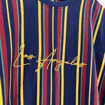 Camisa Rue 21 Para Hombre Pequeña Multicolor Rayas Los Ángeles Bordada Informal Y2K Foto 1 de 4