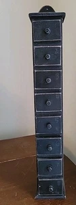 Armadio farmacia vintage primitivo 8 cassetti in legno Cubby nero da tavolo appendi a parete - Foto 1 di 21