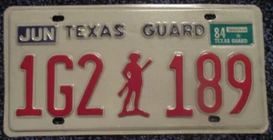 1984 TEXAS NATIONAL GUARD License Plate - 1G2 189 - Picture 1 of 2