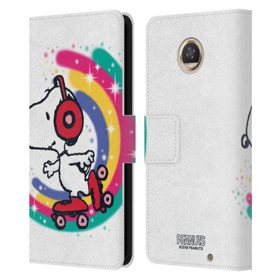 OFFICIAL PEANUTS SNOOPY BOARDWALK AIRBRUSH LEATHER BOOK CASE FOR MOTOROLA PHONES - Image 1 of 4