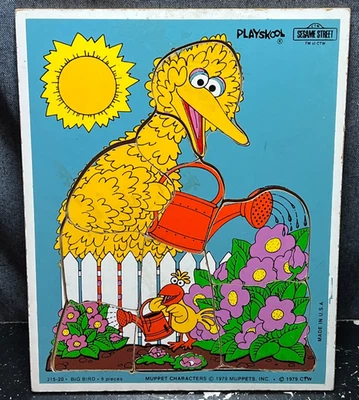 De colección 1979 Playskool Plaza Sésamo Pájaro Grande Madera Puzzle Muppets Pájaro Amarillo 9 piezas Juguete Foto 1 de 3
