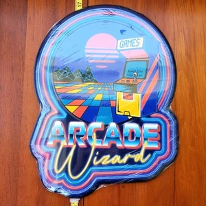 NEW Vintage ARCADE Game Side 13x17" 80s Neon Metal Wall Art Hanging Sign SEALED - Picture 1 of 2