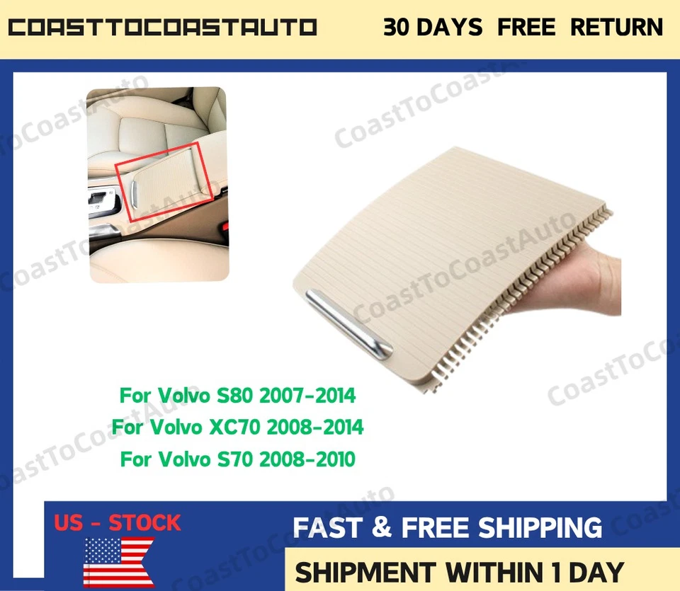 New Beige Center Console Sliding Cover 39870905 For Volvo S80 V70 XC70 Replace - Image 1 of 4