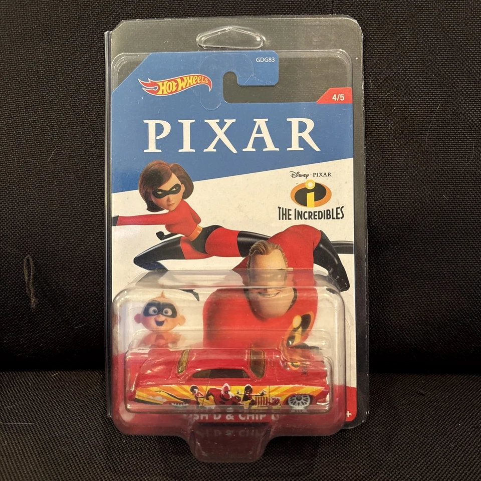 风火轮 皮克斯 Incredibles 汽车仪表板和家庭红色赛车 – 全新 + 盒 * — 第 1/4 张图片