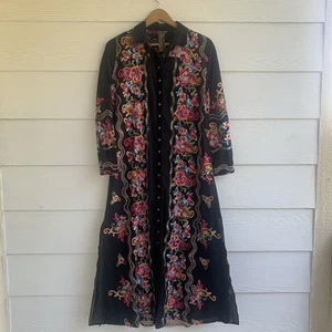 Túnica plumero Aratta Silent Journey XS bordada boho floral maxi ventilaciones laterales - Imagen 1 de 10
