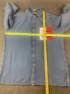 Tommy Hilfiger Denim Mens 100% Cotton L/S Flag Pocket Shirt Size M Blue - Picture 1 of 11