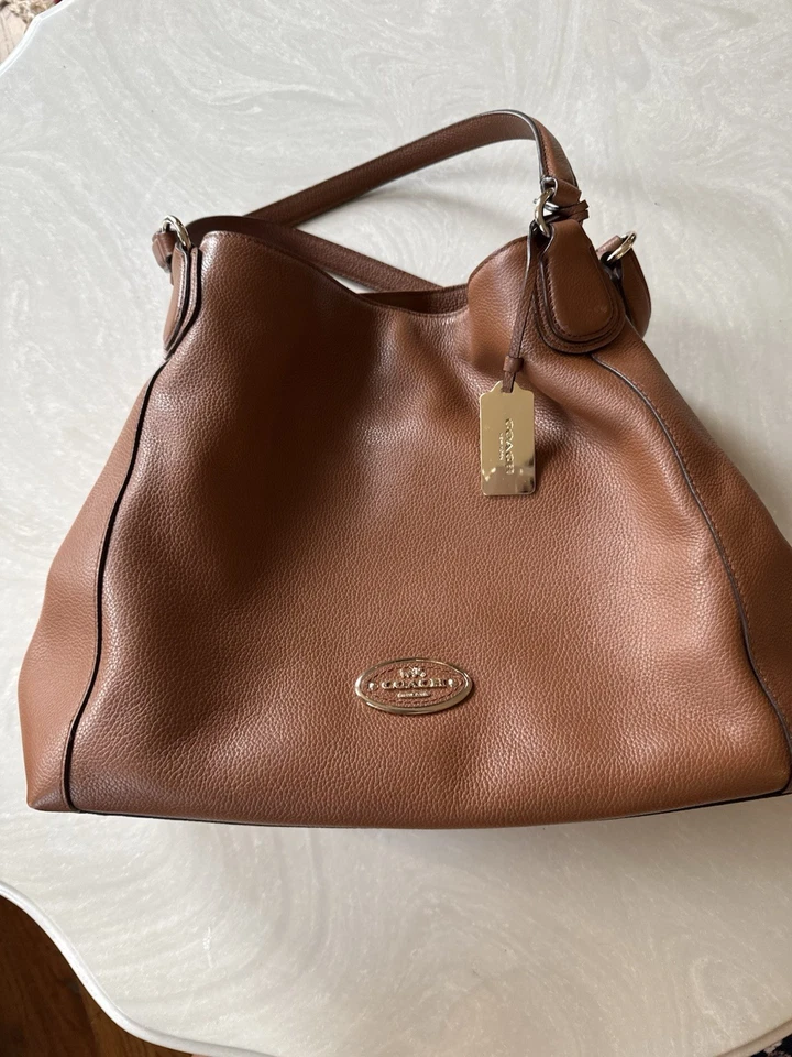 Bolso Cartera Coach Cuero Marrón Guijarro Increíble Foto 1 de 4