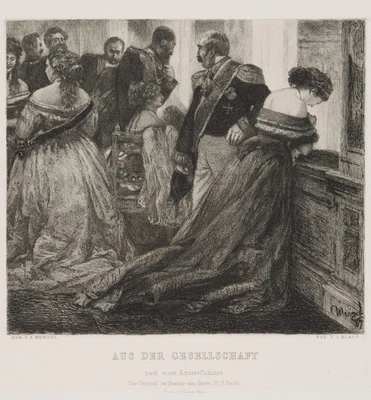 KLAUS (*1847) nach MENZEL (*1815), Aus der Gesellschaft, Rad. Realismus - Bild 1 von 4