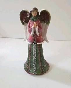 Tii Collection Glitter Angel Figurine  8.5" Tall Red Green White 8.5"  - Picture 1 of 9