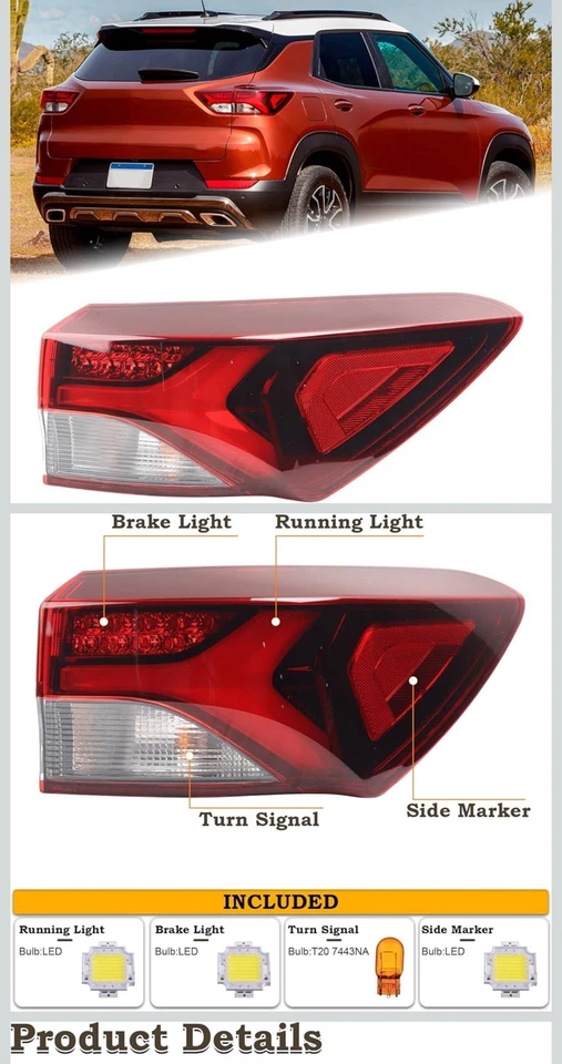Luz trasera halógena para Chevy Trailblazer 2021-2025 L/LS/LT freno lateral pasajero Foto 1 de 4